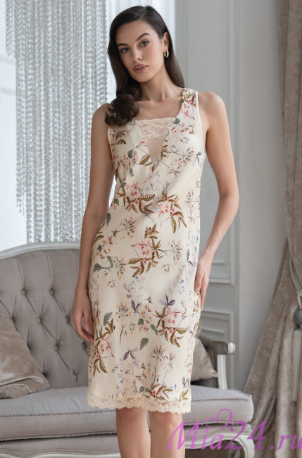 Сорочка женская из шелка с вискозой Mia-Amore "Amely" 5044 молочный