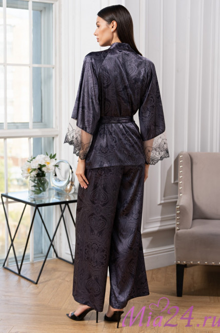 Комплект-тройка домашний шелковый Mia-Amore "Aletta" 4445 антрацит Комплект-тройка домашний шелковый Mia-Amore "Aletta" 4445 антрацит