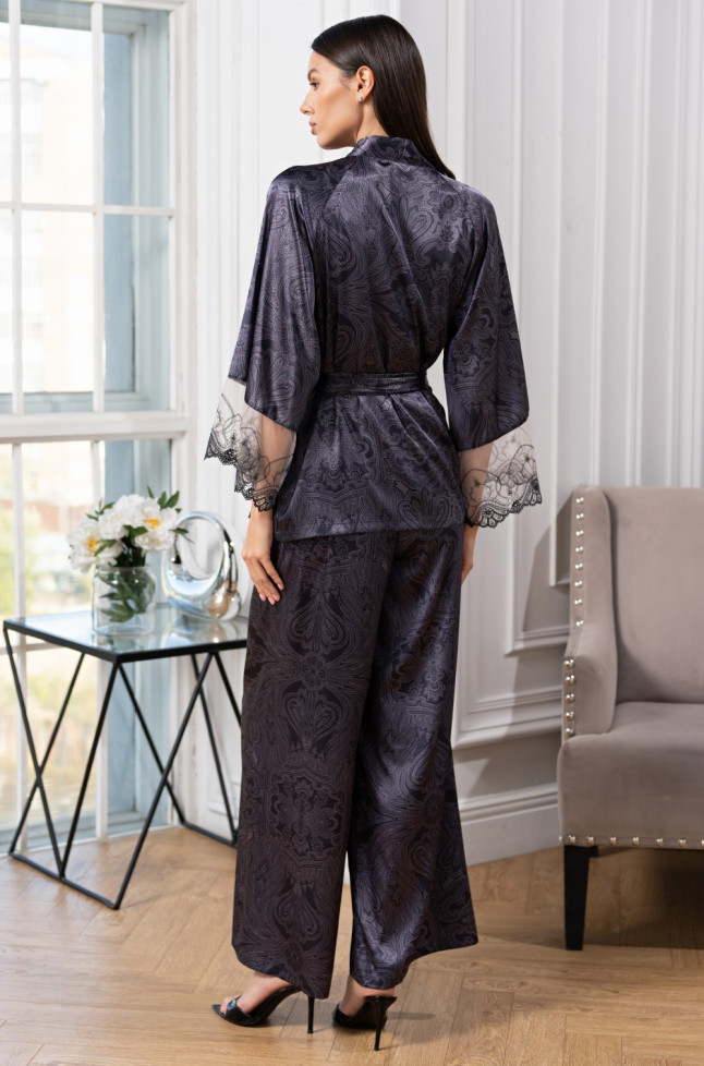 Комплект-тройка домашний шелковый Mia-Amore "Aletta" 4445 антрацит