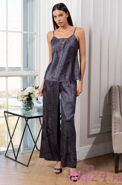 Комплект-тройка домашний шелковый Mia-Amore "Aletta" 4445 антрацит Комплект-тройка домашний шелковый Mia-Amore "Aletta" 4445 антрацит