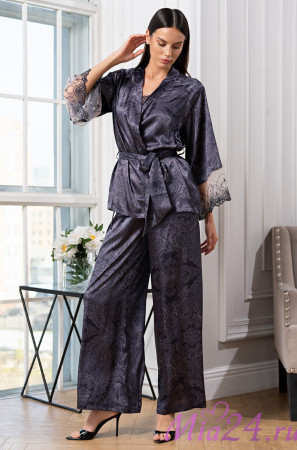 Комплект-тройка домашний шелковый Mia-Amore "Aletta" 4445 антрацит