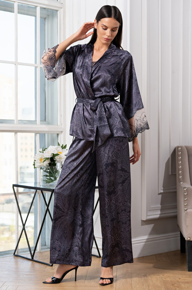 Комплект-тройка домашний шелковый Mia-Amore "Aletta" 4445 антрацит