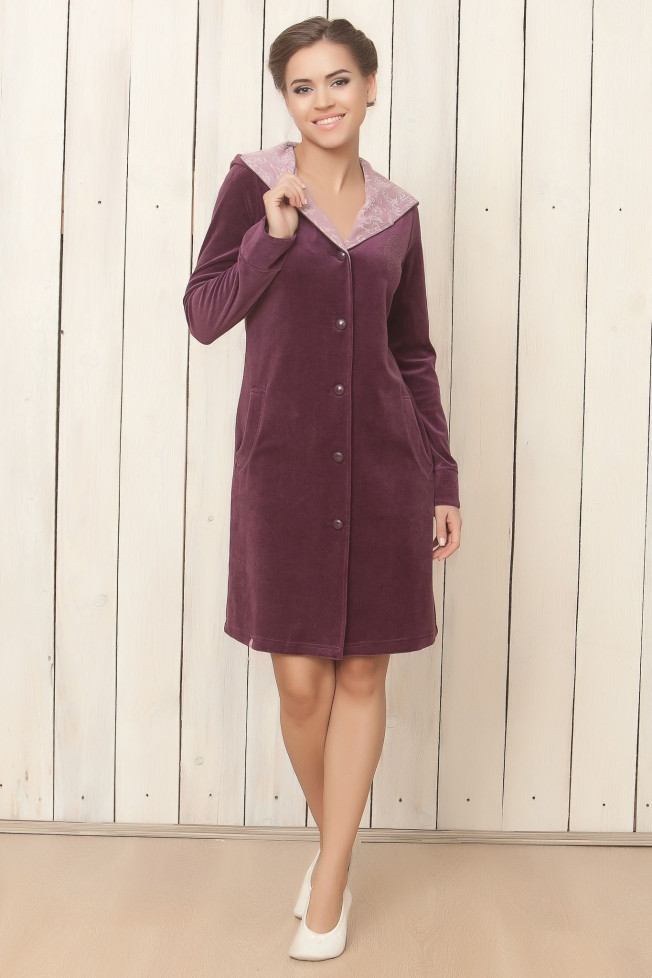 1402 Халат велюровый Enjoy орхидея