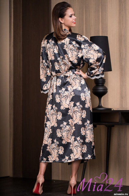 Халат длинный шелковый Mia-Amore "Golden Flower" 3309