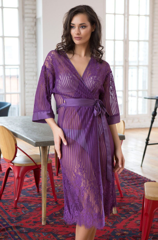 Халат длинный кружевной Mia-Mia "Lolita" 17467 фиолет