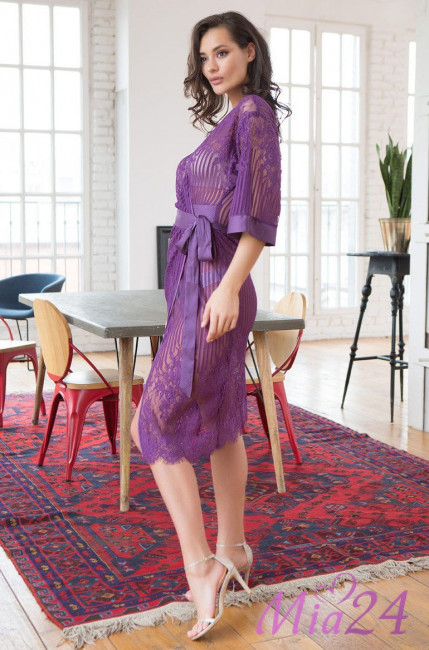 Халат длинный кружевной Mia-Mia "Lolita" 17467 фиолет