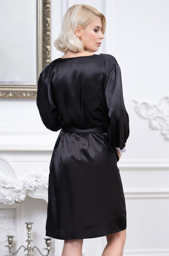 Халат короткий женский Mia-Mella "Julia" 8733 черный с белым 