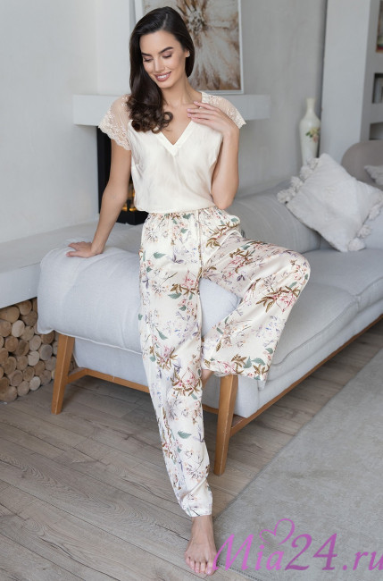 Комплект домашний женский из шелка с вискозой Mia-Amore "Amely" 5046 молочный