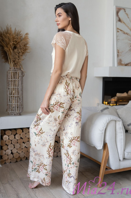 Комплект домашний женский из шелка с вискозой Mia-Amore "Amely" 5046 молочный