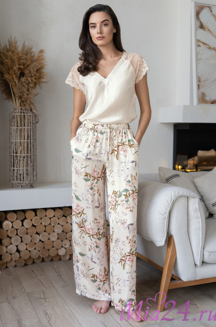 Комплект домашний женский из шелка с вискозой Mia-Amore "Amely" 5046 молочный