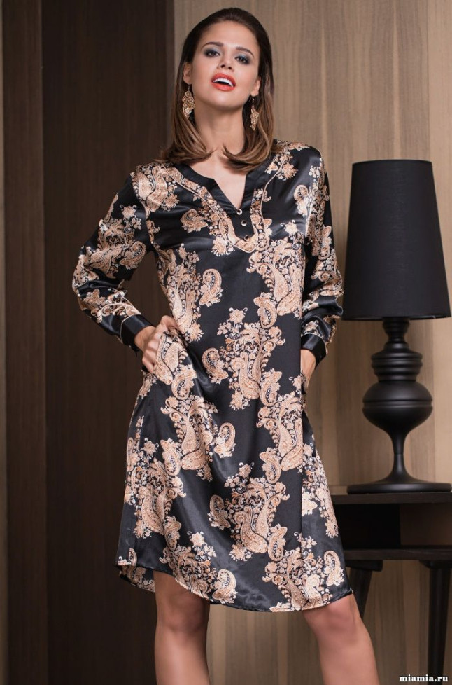 3318 Туника шелковая "Golden Flower"