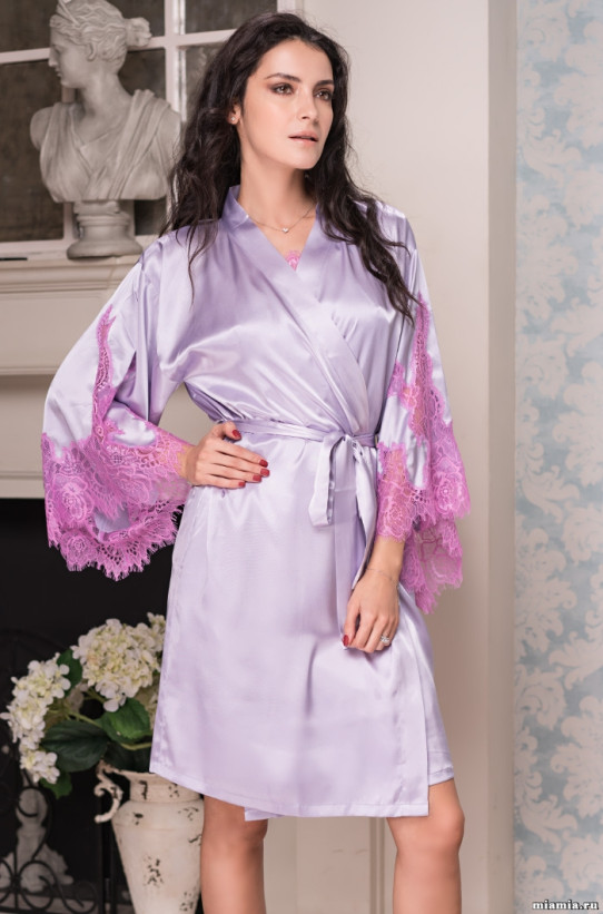 Халат женскай шелковый Mia-Amore "Bella" 3373 лаванда