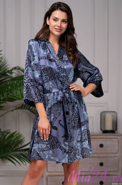 Халат короткий женский шелковый Mia-Amore "Amazonka" 8663 дельфин Халат короткий женский шелковый Mia-Amore "Amazonka" 8663 дельфин