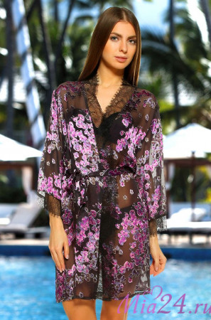 Халат шелковый Mia-Mia "Lucia" 15073 черный