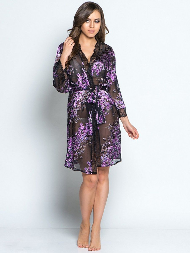 Халат шелковый Mia-Mia "Lucia" 15073 черный