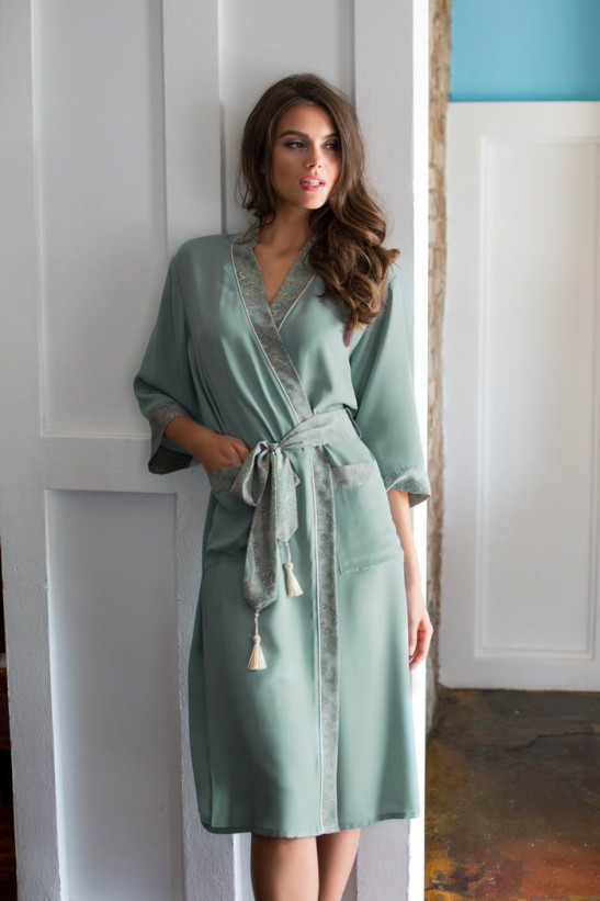 Халат женский из крепа Mia-Mia "Olivia" 17429 оливковый