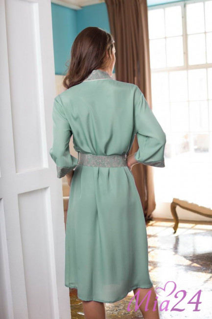 Халат женский из крепа Mia-Mia "Olivia" 17429 оливковый Халат женский из крепа Mia-Mia "Olivia" 17429 оливковый