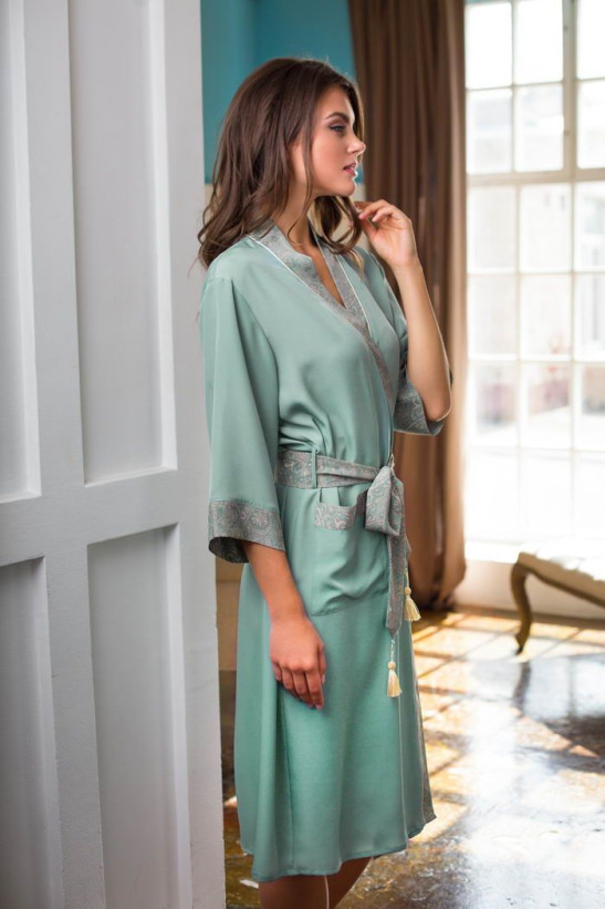 Халат женский из крепа Mia-Mia "Olivia" 17429 оливковый