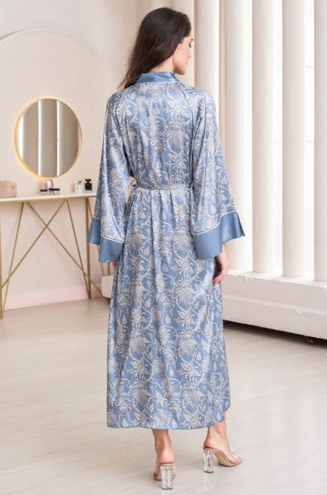 Халат женский длинный шелковый Mia-Amore "Rebecca" 5169 голубой 