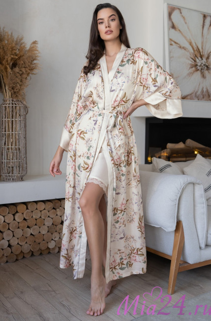 Халат женский из шелка с вискозой Mia-Amore "Amely" 5049 молочный