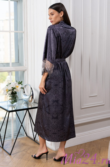 Халат длинный шелковый Mia-Amore "Aletta" 4449 антрацит Халат длинный шелковый Mia-Amore "Aletta" 4449 антрацит