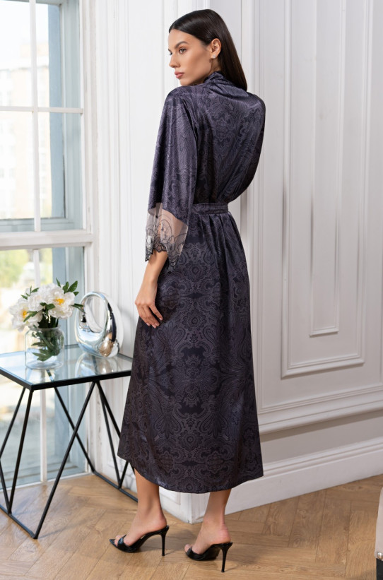 Халат длинный шелковый Mia-Amore "Aletta" 4449 антрацит