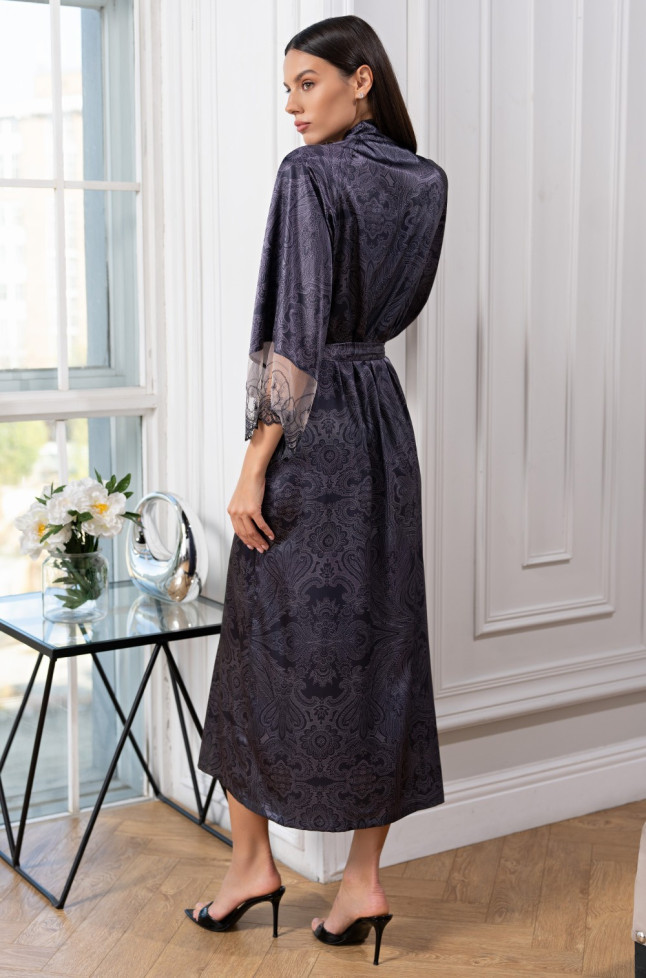 Халат длинный шелковый Mia-Amore "Aletta" 4449 антрацит
