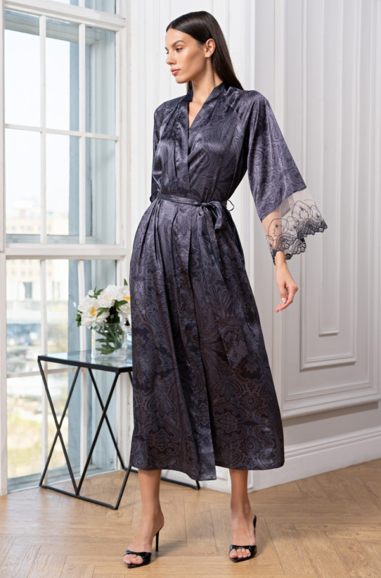 Халат длинный шелковый Mia-Amore "Aletta" 4449 антрацит