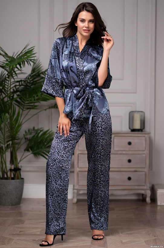 Комплект-тройка домашний женский шелковый Mia-Amore "Amazonka" 8666 дельфин