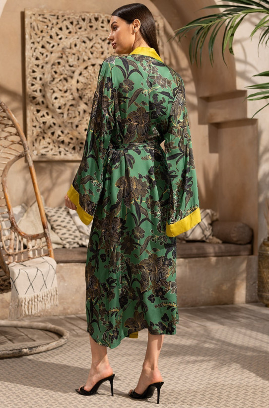 Длинный халат женский шелк+вискоза Mia-Amore "Orchids" 4199