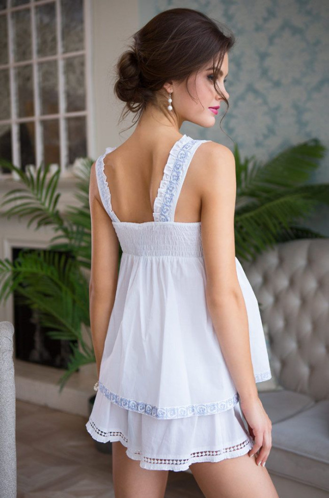 Пижама женская из хлопка Mia-Mia "Helene" 16192 белый с голубым