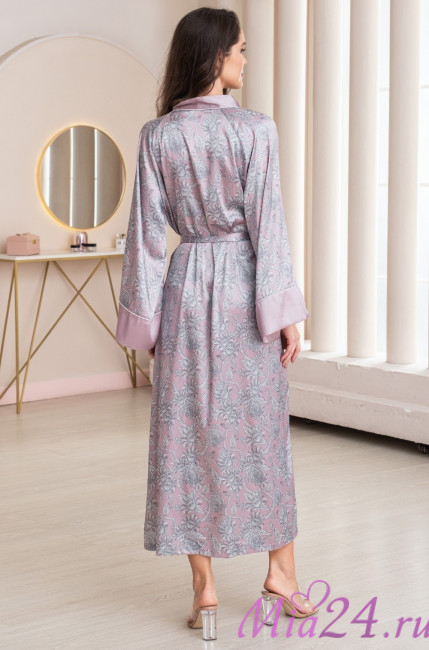 Халат женский длинный шелковый Mia-Amore "Rebecca" 5169 розовый