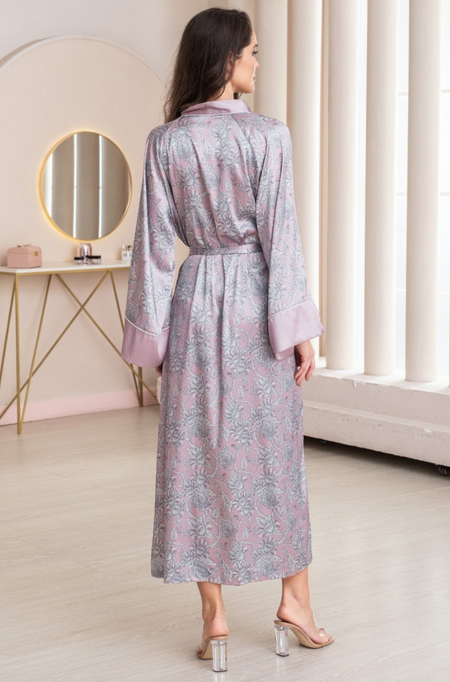 Халат женский длинный шелковый Mia-Amore "Rebecca" 5169 розовый