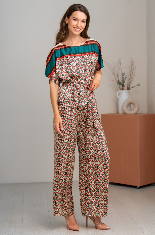 Комплект женский шелковый с блуза+брюки Mia-Amore "Brianna" 4336