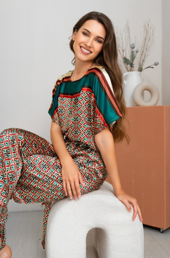 Комплект женский шелковый с блуза+брюки Mia-Amore "Brianna" 4336