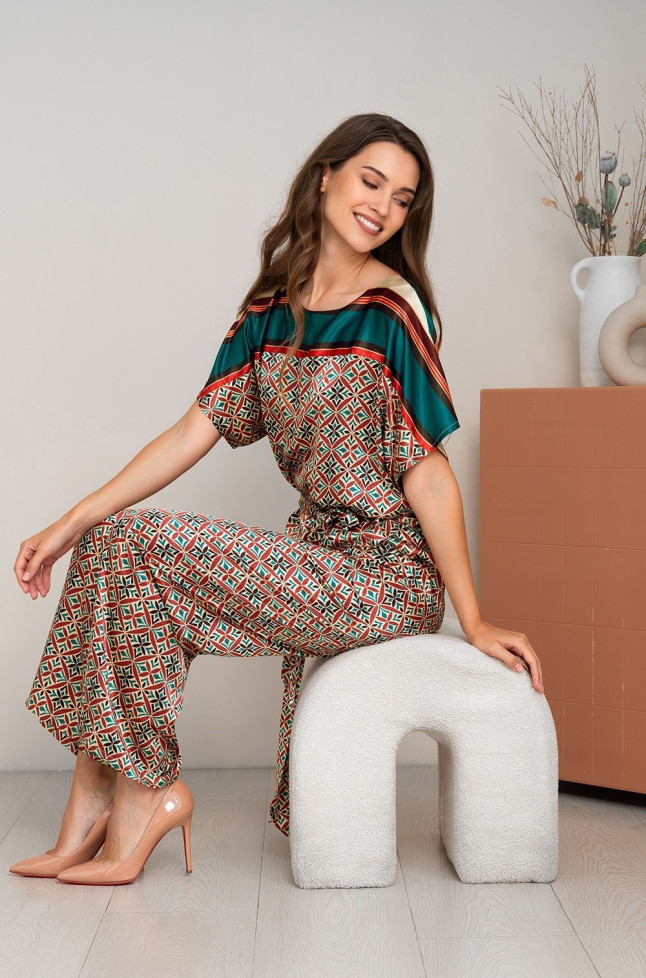 Комплект женский шелковый с блуза+брюки Mia-Amore "Brianna" 4336