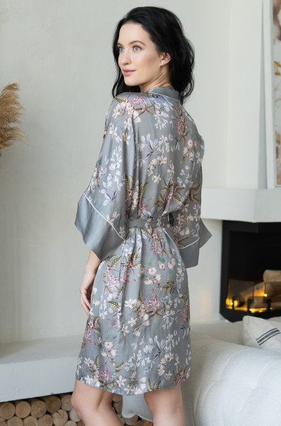 Халат женский из шелка с вискозой Mia-Amore "Amely" 5043 серый