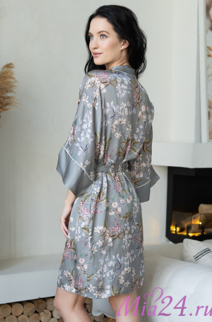 Халат женский из шелка с вискозой Mia-Amore "Amely" 5043 серый Халат женский из шелка с вискозой Mia-Amore "Amely" 5043 серый
