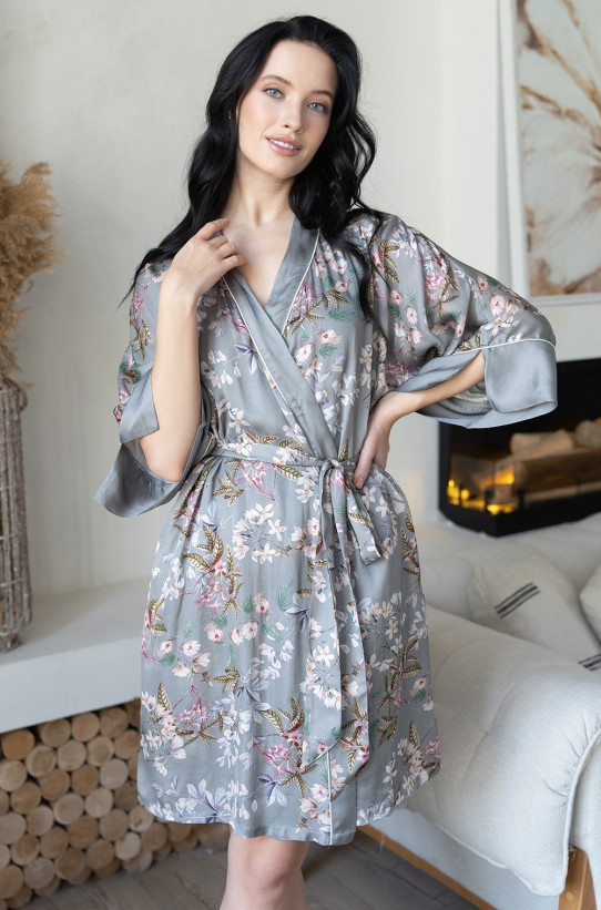 Халат женский из шелка с вискозой Mia-Amore "Amely" 5043 серый