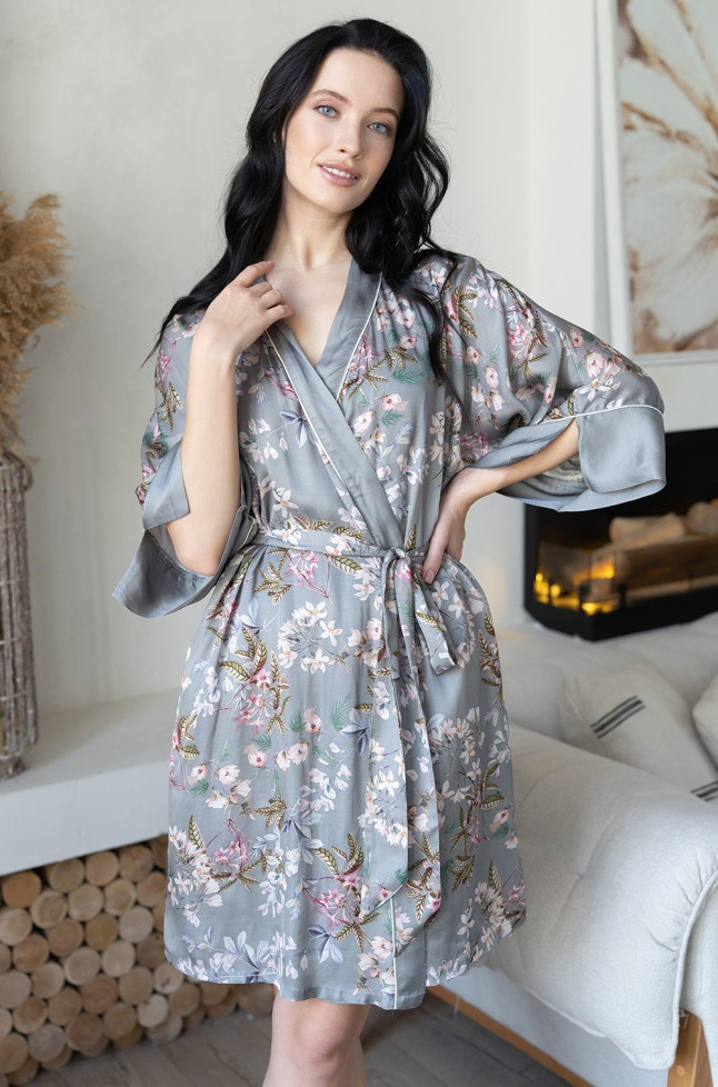 Халат женский из шелка с вискозой Mia-Amore "Amely" 5043 серый