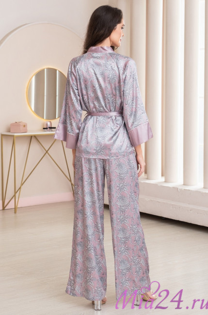 Комплект-тройка домашний женский из шелка Mia-Amore "Rebecca" 5166 розовый