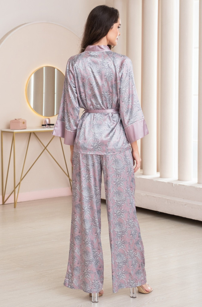 Комплект-тройка домашний женский из шелка Mia-Amore "Rebecca" 5166 розовый