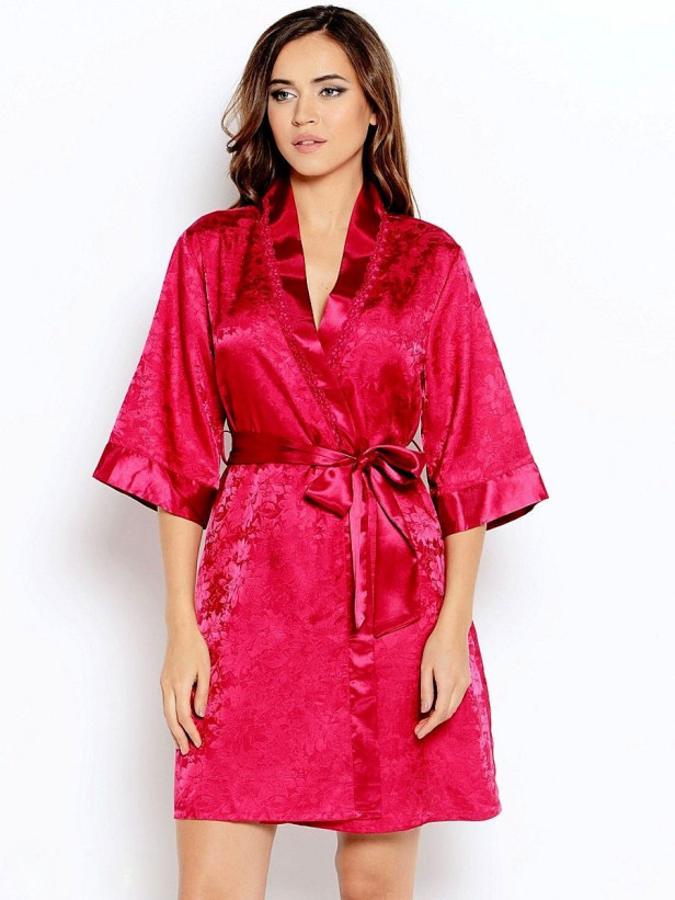 Халат женский из жаккарда Mia-Mia "Anabel" 17117 бордовый
