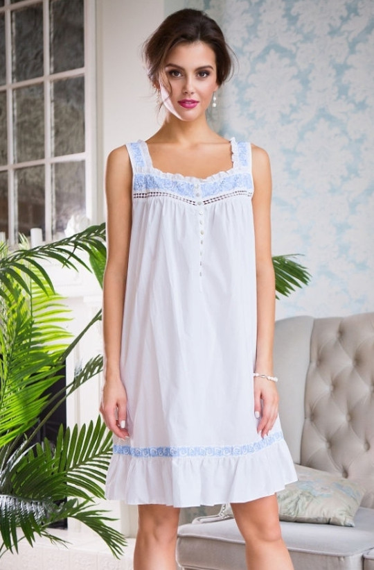 Женская ночная рубашка из хлопка Mia-Mia "Helene" 16194 с голубым