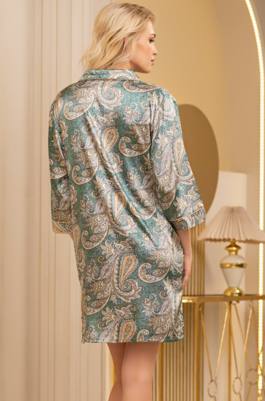 Халат на пуговицах шелковый Mia-Amore "Donatella" 3127 изумрудный