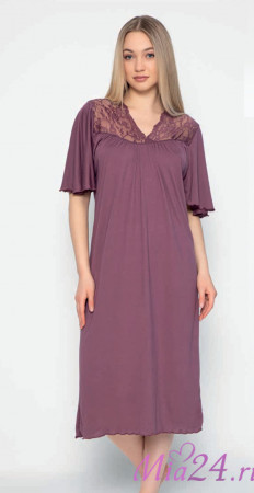 Сорочка женская из бамбука с вискозой с коротким рукавом  "Reina" 21104 кремовый 