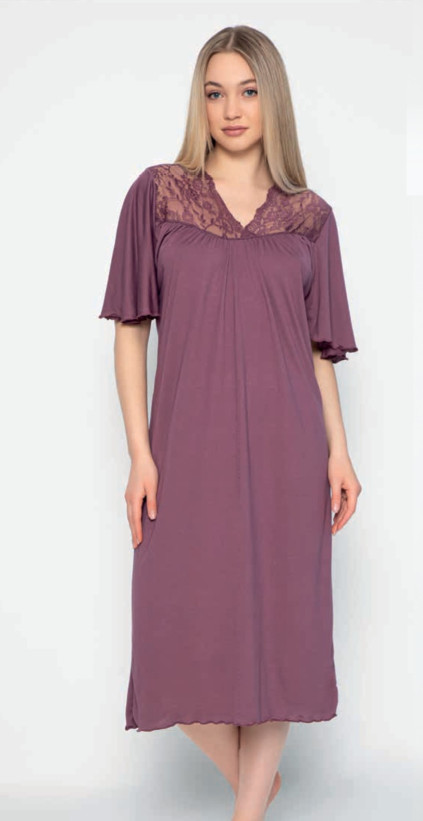 Сорочка женская из бамбука с вискозой с коротким рукавом  "Reina" 21104 кремовый 