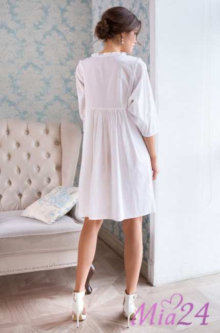 Туника женская из хлопка Mia-Mia "Helene" 16196 белый с голубым Туника женская из хлопка Mia-Mia "Helene" 16196 белый с голубым