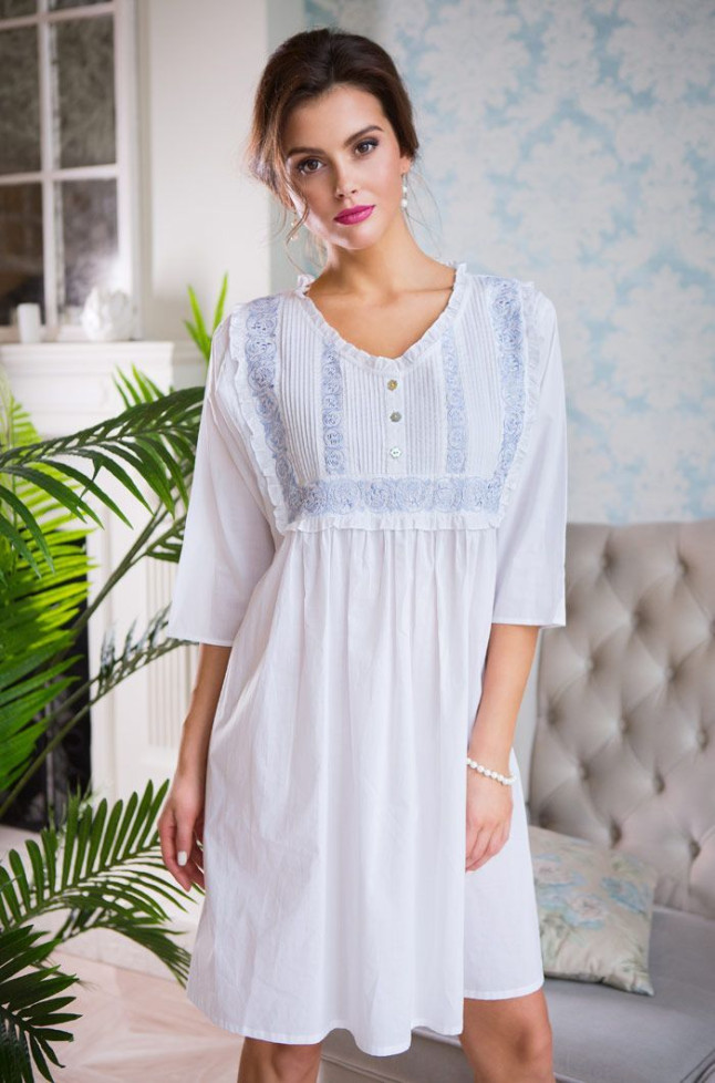 Туника женская из хлопка Mia-Mia "Helene" 16196 белый с голубым