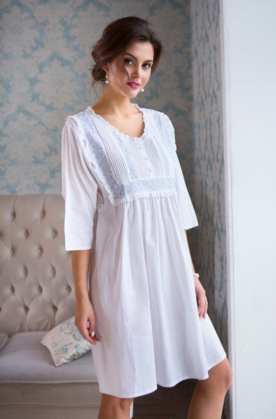 Туника женская из хлопка Mia-Mia "Helene" 16196 белый с голубым